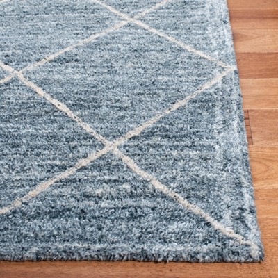Hand-Loomed Artisan Blue Wool Rug, 4' x 6', Transitional Tufted Design