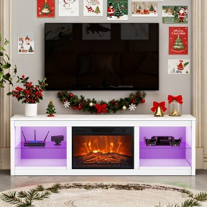 Parrot Uncle 66 in. TV Stand Fits TVs Up to 75 in. with 23 in. Insert Electric Fireplace - 1 of 4