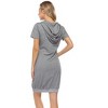 Women's Casual Short Sleeve Solid Color Pullover Hooded Tunic Dress with Kangaroo Pocket - 3 of 4