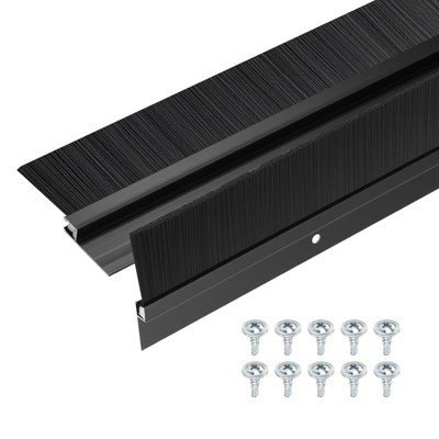 Unique Bargains Aluminum Nylon Door Brush Bottom Sweeps 35.46" x 2.28" Black 2 Pcs
