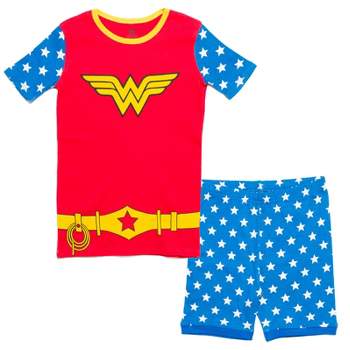 DC Comics Justice League Wonder Woman Girls Pajama Shirt and Shorts Sleep Set Little Kid to Big Kid