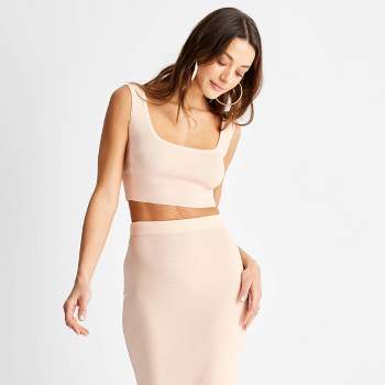 Women's Sleeveless Square Neck Metallic Ribbed-Knit Crop Top - Future Collective™ with Jenny K. Lopez