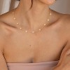 Dainty Handmade Layered Pearl Necklace: 14K Gold Plated Pendant & Chain for Women, Everyday Elegant Jewelry Gift - 2 of 4