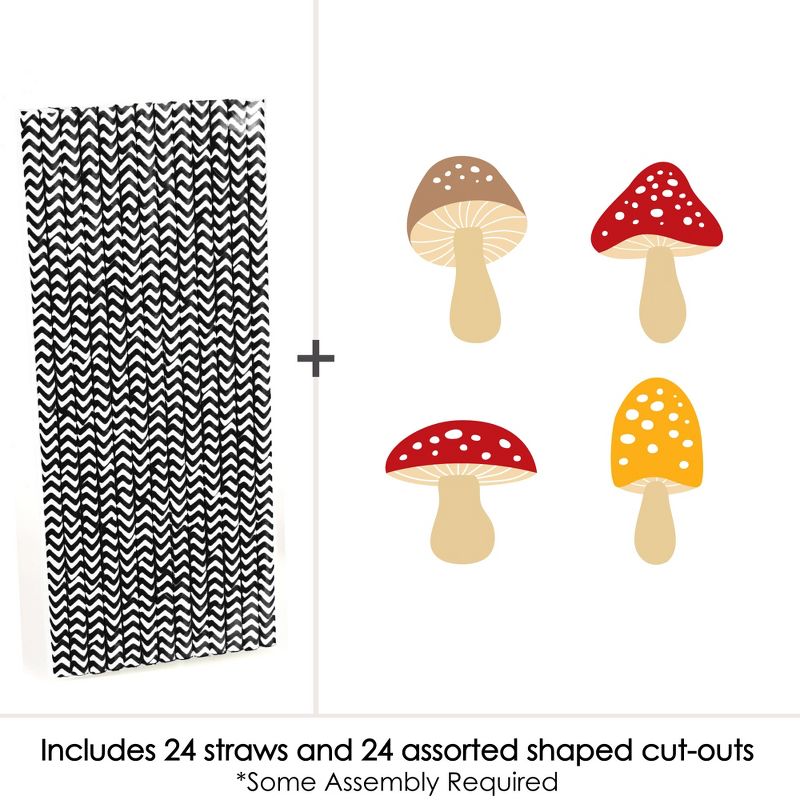 Big Dot of Happiness Wild Mushrooms - Paper Straw Decor - Red Toadstool Party Striped Decorative Straws - Set of 24, 3 of 7