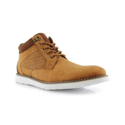 Polar Fox Mens Sanders MPX506058 Mid-Top Perforated Casual Sneaker Boots, in Sand Beige, Size 9.5