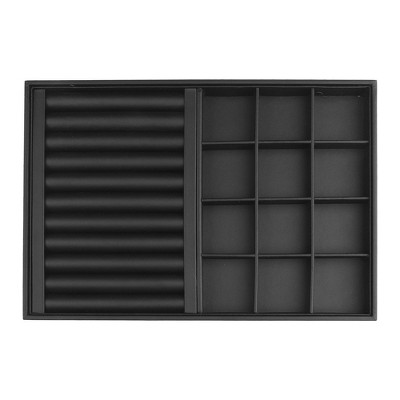 Unique Bargains PU Leather Jewelry Organizer Trays with Removable Dividers for Drawers
