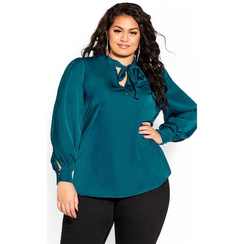 Women's Plus Size In Awe Top - teal | CITY CHIC, 1 of 7