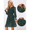 Allegra K Women's Metallic Star Split Neck Button-Up Smocked Chiffon Dresses - 2 of 4