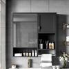 MAYEERTY 28.74" Modern Wall Mounted Bathroom Medicine Cabinet, Bathroom Wall Storage Cabinet with Mirror Towels Bar Black - 2 of 4