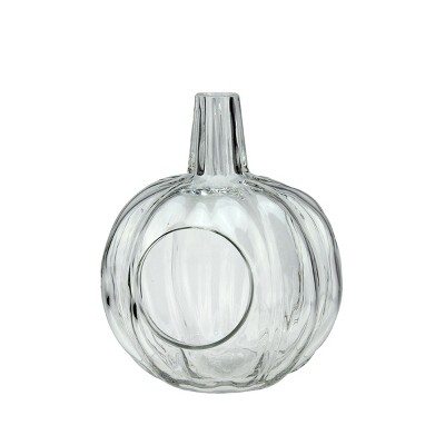 Northlight 9" Clear Glass Pumpkin Pillar Candle Holder
