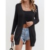 Womens Sweater Cardigan Open Front Mesh Sweater with Side Pocket Ribbed Cuff Sweater Knit Beach Cover Ups - 3 of 4