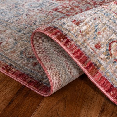 Kenitra Blue and Red Medallion Synthetic Area Rug 8' x 10'