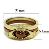 Slickblue Women's Stainless Steel Ring, Celtic Claddagh Design, Fashion Jewelry, Gold Light Brown, Sizes 5-10 - 2 of 4