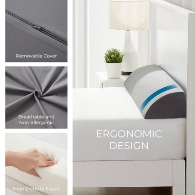 Gray Microfiber Bed Wedge Pillow with Side Pockets