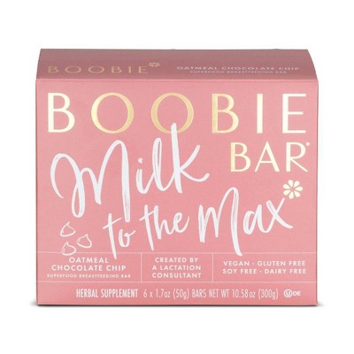 Boobie Bar Superfood Vegan Lactation Bar Oatmeal Chocolate Chip - 1.7oz/6ct