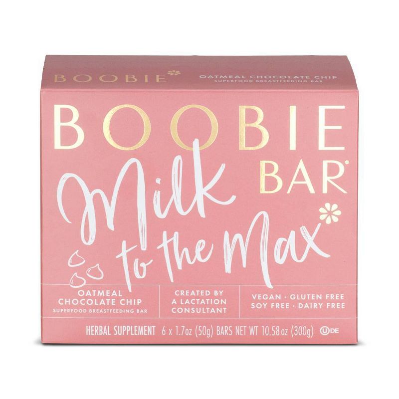 Boobie Bar Superfood Vegan Lactation Bar Oatmeal Chocolate Chip - 10.58oz/6ct, 1 of 13