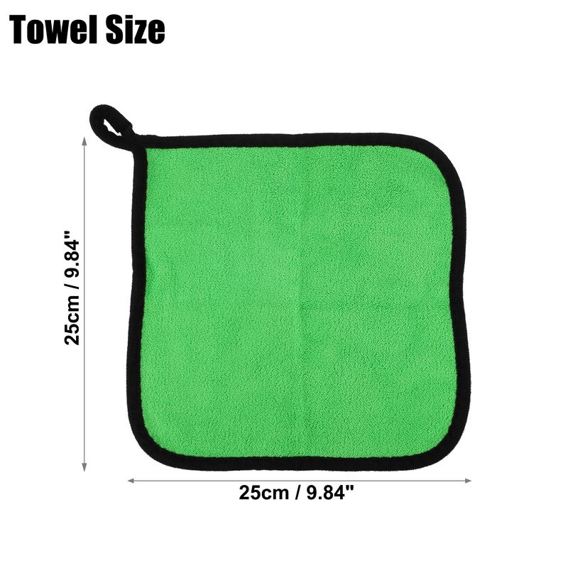 Unique Bargains Extra Large 500 GSM Microfibre Car Drying Towel 9.84"x9.84" Gray Green 6 Pcs, 2 of 6