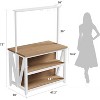Wooden Kitchen Island with Storage, Power Outlet & LED Lights, Large Kitchen Island Table with 3 Tier Microwave Stand Oven Shelf, Coffee Bar Table - 2 of 4