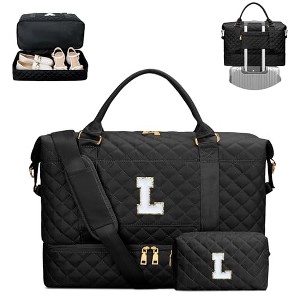 Gifts for Women Initial Travel Duffle Bag Quilted Weekender Carry-On O - 1 of 4
