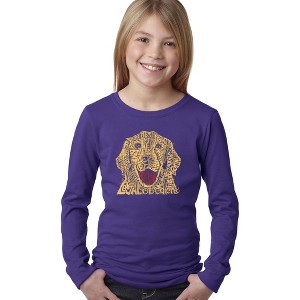 LA Pop Art Girl's Word Art Long Sleeve - Dog - 1 of 4