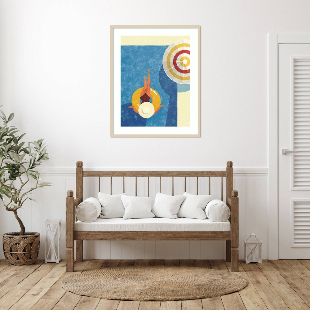 Photos - Other Decoration Amanti Art 33"x41" Pool Time I Woman by Victoria Barnes Wood Framed Wall Art Print
