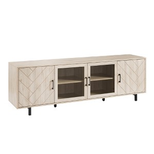 70" MDF Scandinavian 4-Door Herringbone TV Stand with Tempered Glass, Adjustable Shelves, and Cord Management for Living Room and Bedroom - 1 of 4