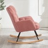 Rbied Metal Frame Rocking Chair Glider Chair Accent Chair for Living Room, Tufted Upholstered Teddy Fabric - 4 of 4