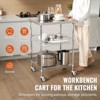 VEVOR Kitchen Utility Cart, 3 Tiers, Wire Rolling Cart with 470LBS Capacity, Steel Service Cart on Wheels, Metal Storage Trolley, Silver - 4 of 4