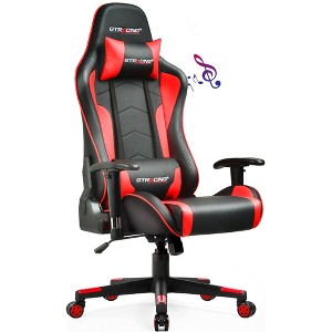 GTRACING Gaming Chair with Bluetooth Speakers High Back PU Office Chair Red - 1 of 4