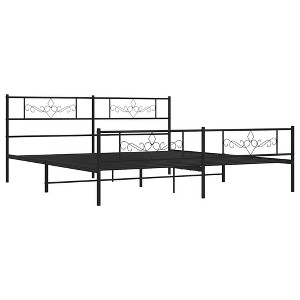 vidaXL Metal Bed Frame without Mattress with Footboard Black California King - 1 of 4