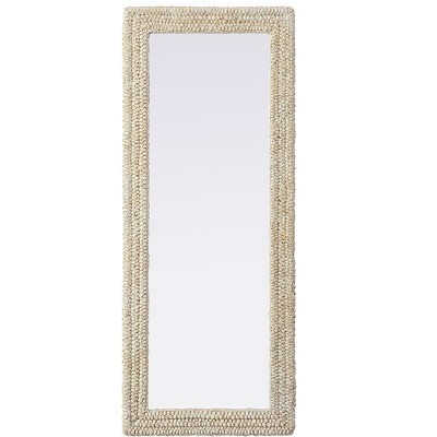 Elegant Lighting Rectangle Cornhusk Mirror 24x60 in Linen White