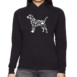 LA Pop Art Women's Word Art Hooded Sweatshirt - Dog Paw Prints - 1 of 4