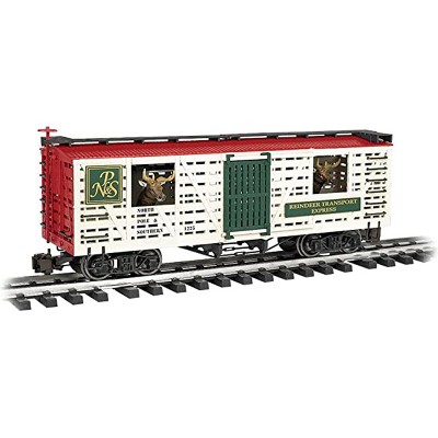 Bachmann Trains 98704 NP&S Animated Rolling Stock Car with Reindeer Large G Scale 1:25, Metal Wheels Model Train for 45mm Track