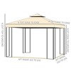 Outsunny 10' x 10' Metal Patio Gazebo, Double Roof Outdoor Gazebo Canopy Shelter with Tree Motifs Corner Frame and Netting, for Garden, Lawn, and Deck - 3 of 4