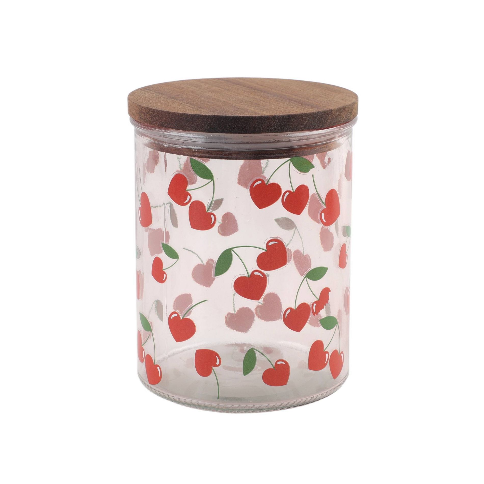 Cook With Color Cherry Print Wood Lidded Treat Gifting Jar