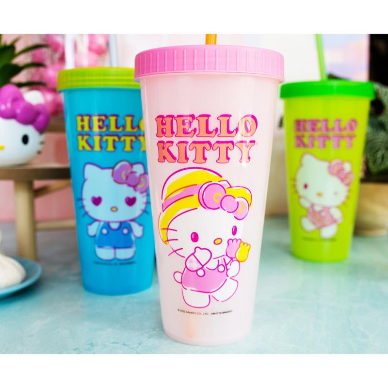 Silver Buffalo Sanrio Hello Kitty Garden Doodle Color-Changing Plastic Tumbler Cups | Set of 4, 4 of 7