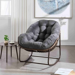 CAVINAS Cotton Rattan Glider Rocking Chair with Mid-Height Backrest,Upholstered Rocking Chair,Nursery Accent Chair for Bedroom - 1 of 4