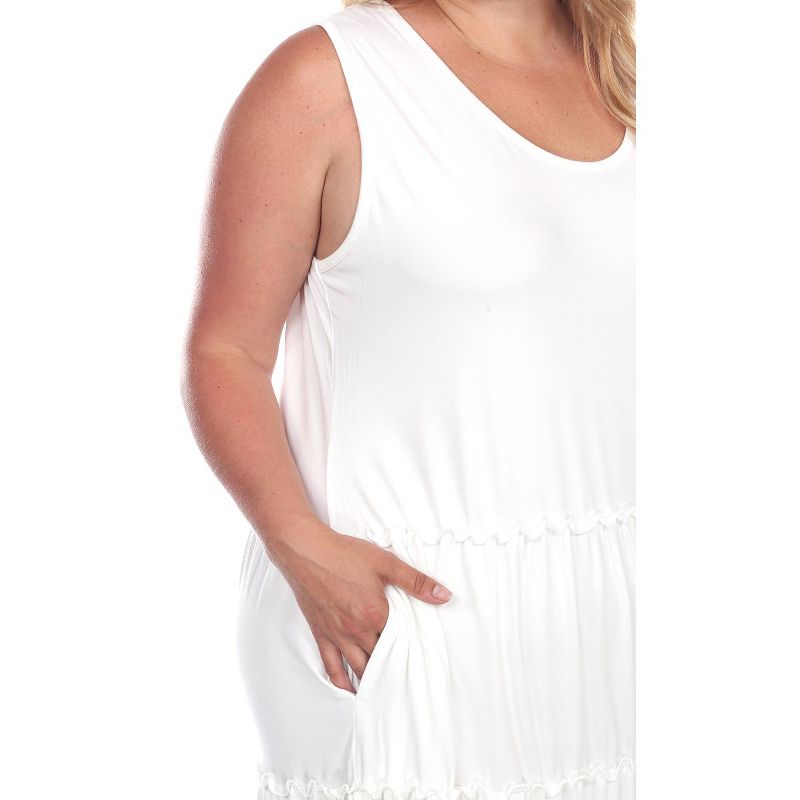 Women's Plus Size Scoop Neck Tiered Midi Dress - White Mark, 2 of 4