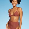 Women's Ribbed Fixed Triangle Bikini Top - Wild Fable™ Rust Xxs : Target