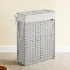 14.5 Gallon Slim Laundry Hamper with Lid Rattan Foldable Clothes Laundry Basket with Lid and Handles Removable Liner - 2 of 4