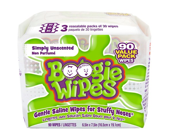 Boogie Wipes Saline Nose Wipes Unscented - 90ct