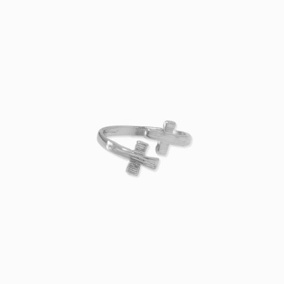 sanctuaire Dainty Wrap Cross Ring Silver