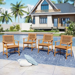 Captiva Designs Outdoor Patio Dining Acacia Wood Patio Fixed Chairs with Armrests - 1 of 4