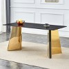 Marble Patterned Dining Table,Dining Table With Slabs Tabletop And Stainless Steel Butterfly Legs,Rectangular Dining Table-Cuddlewood - 2 of 4