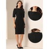 Allegra K Women's Short Sleeve Knee Length Ruched Business Work Sheath Dress - 2 of 4
