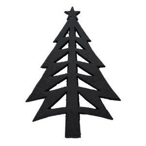 Transpac Metal 9.06 in. Black Christmas Matte Tree Trivet - 1 of 4