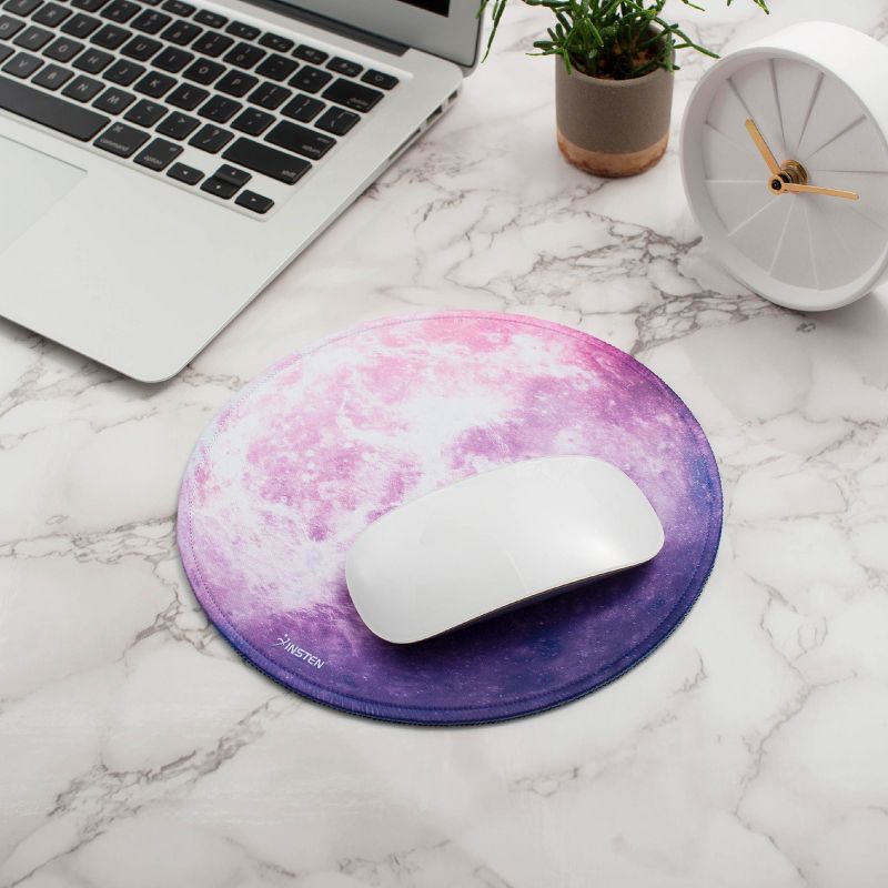 Insten Round Mouse Pad Galaxy Space Iris Planet Design, Stitched Edges, Non Slip Rubber Base, Smooth Surface Mat (7.9" x 7.9"), 2 of 10