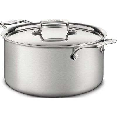 All-Clad D5 5-Ply Brushed Stainless Steel Stockpot 8 Quart Induction Oven Broiler Safe 600F Pots and Pans, Cookware Silver