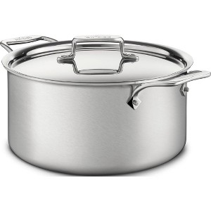 All-Clad D5 5-Ply Brushed Stainless Steel Stockpot 8 Quart Induction Oven Broiler Safe 600F Pots and Pans, Cookware Silver - 1 of 3