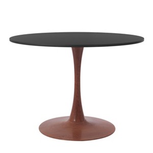 LeisureMod Bristol 35'' Modern Round Dining Table – Durable MDF Top and Wood-Transfer Cherry Steel Base for Kitchen, Dining Room, or Cafes - 1 of 4